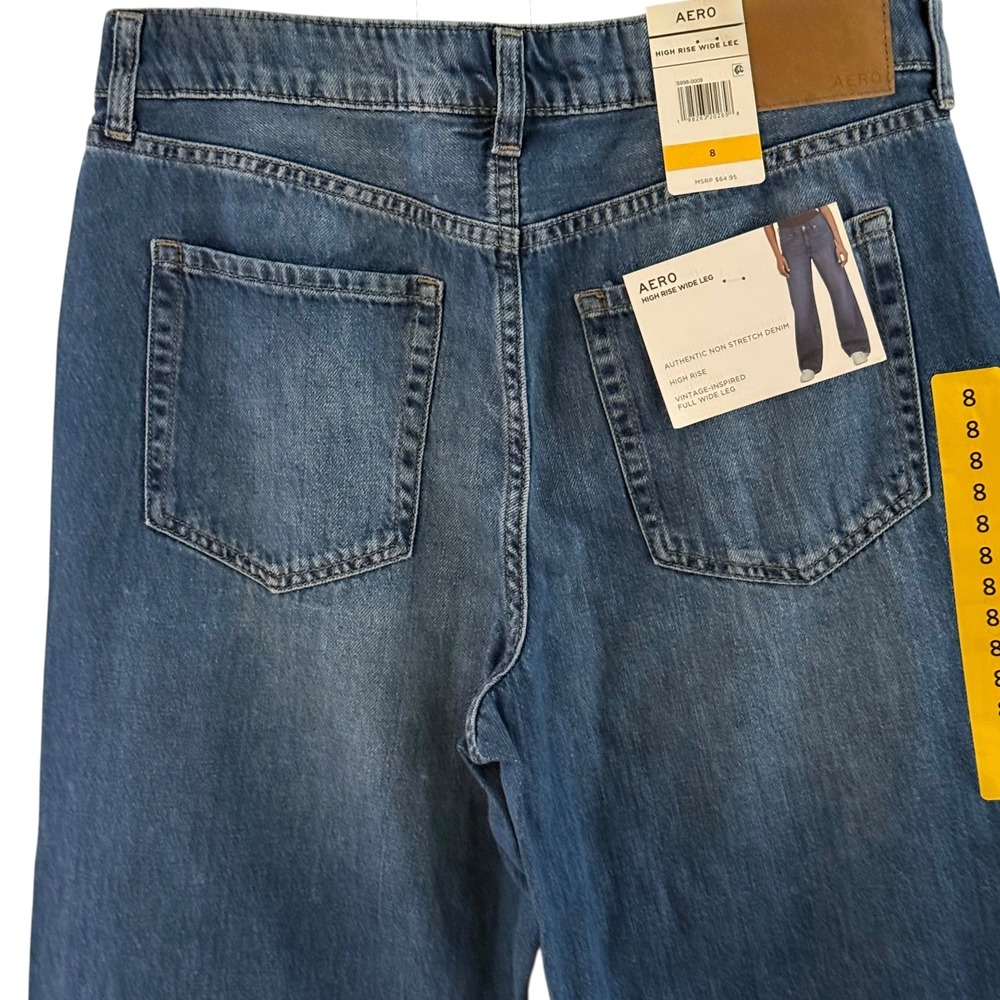 NWT Aeropostale‎ Women's Size 8 High Rise Full Wide Leg Jeans Dark Wash 5-pocket - Picture 5 of 16